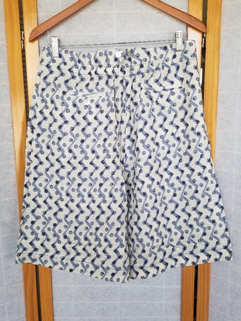 New Anthropologie Plenty Walking Shorts Blue Printed Tracy Reese Medium MSRP 168
